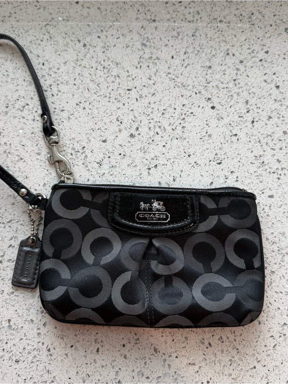 Coach Black Signature C Pattern Wristlet